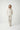Beige stripe cotton pajama set with button-down shirt and wide-leg pants