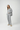 Grey chine cotton pajama set with mandarin collar top and straight-leg pants
