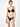 model wearing the Power Lace V-thong by Nueame in black with a V-cut front and lace detail