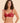 Model wearing the Simone Pérèle Intrigue sheer embroidered demi cup bra in opera red with floral embroidery, unlined tulle cups, and underwire support.