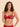 Model wearing the Simone Pérèle Intrigue sheer embroidered demi cup bra in opera red with floral embroidery, unlined tulle cups, and underwire support.