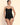 Model wearing Variations Désir Camisole in black by Lise Charmel in silk voile with thin straps  