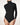 Model wearing Wolford Colorado String Body in black showing roll-neck and smooth exterior finish