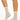Model wearing Wolford Net Socks in white showing grid net pattern and ankle length