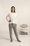 Long sleeve loose fit top in ivory