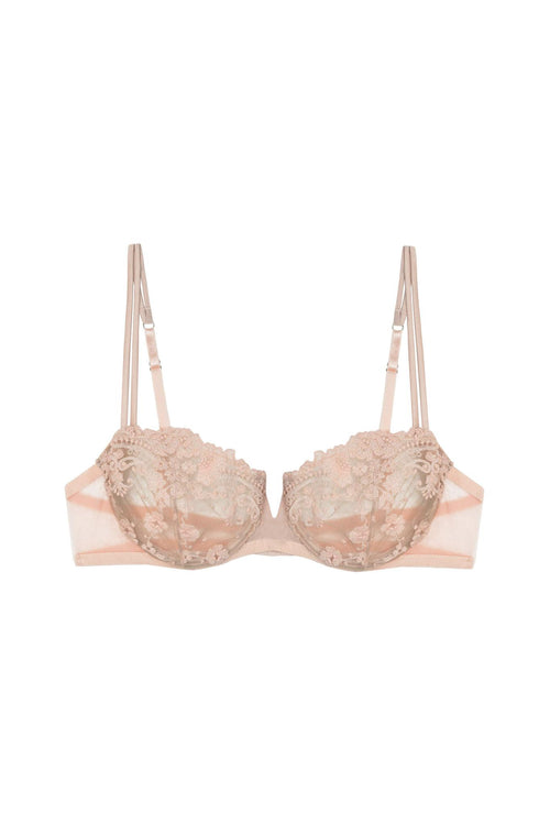 Embroidered tulle balcony bra